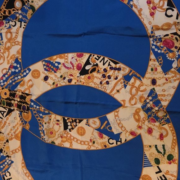 Chanel Royal Blue and Gold Scarf - Picture 2 of 5